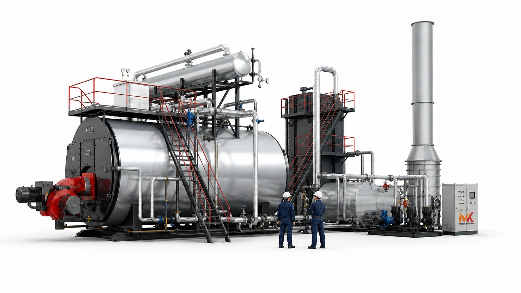 Complete steam boiler systems sized for the factory load