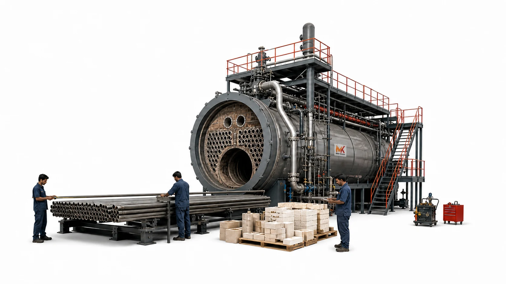 Boiler retubing and refractory repair